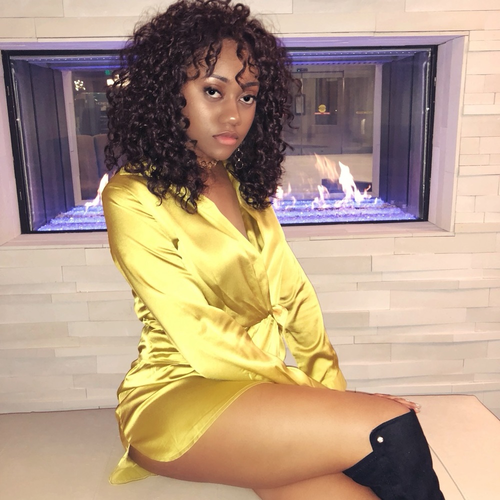 Mustard Gold Satin Dress